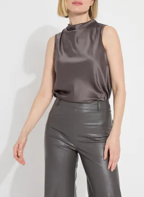 Justine Draped Mock Neck Shell | Grey Ash