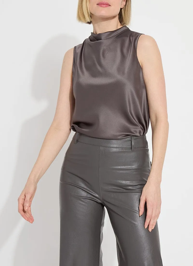 Justine Draped Mock Neck Shell | Grey Ash