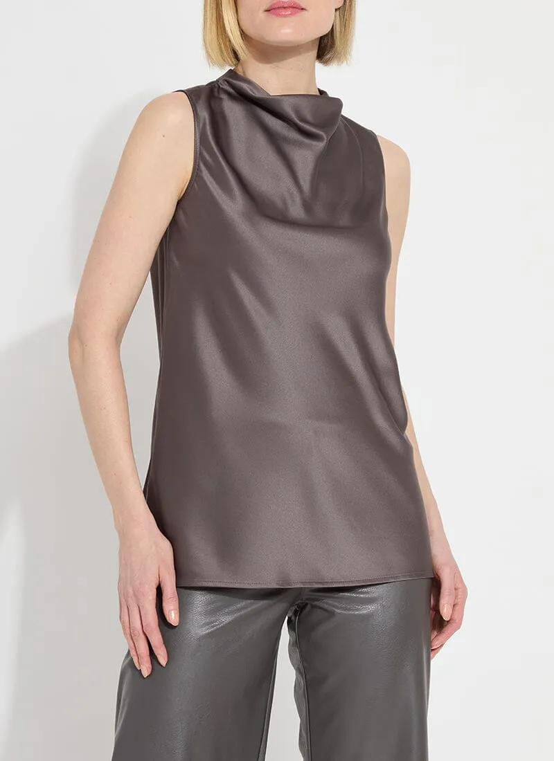 Justine Draped Mock Neck Shell | Grey Ash