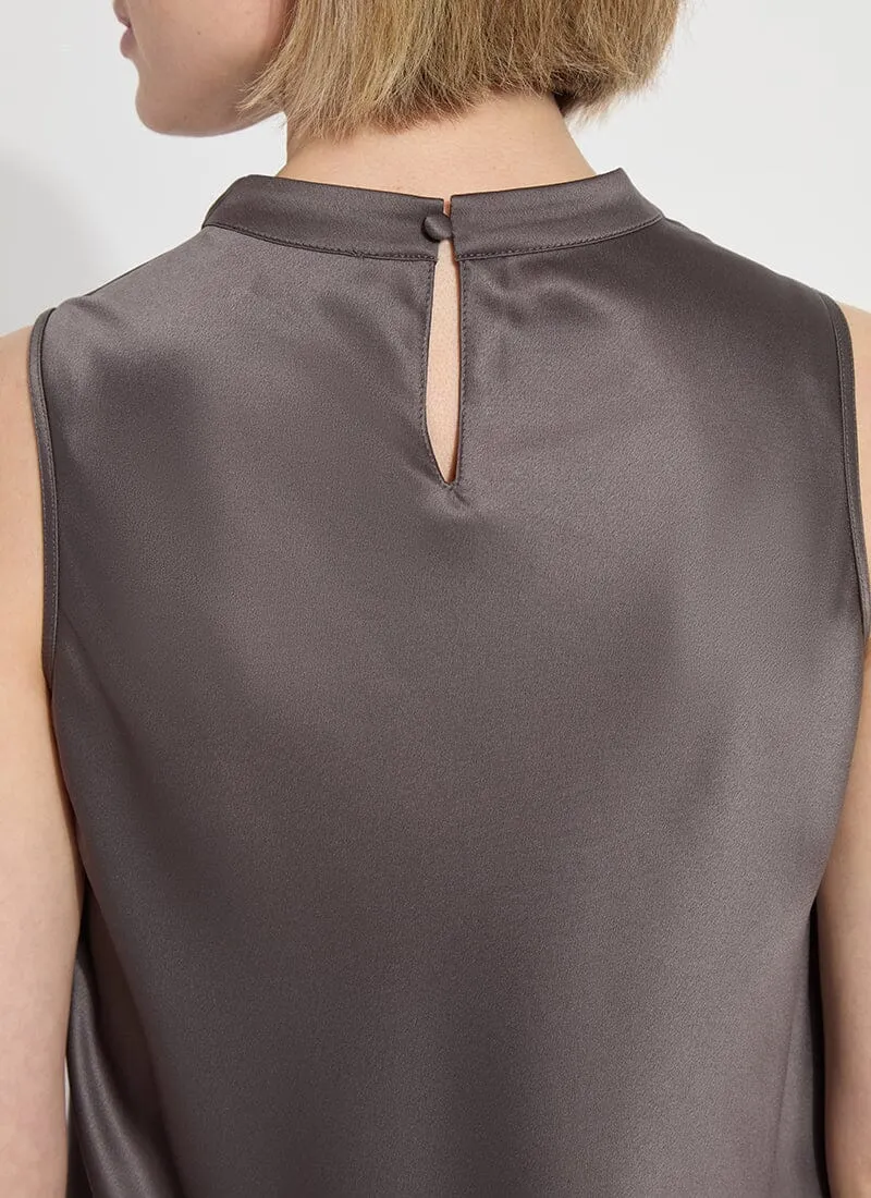 Justine Draped Mock Neck Shell | Grey Ash