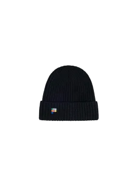 Kids’ Recycled Cashmere Bi-color Hat—black