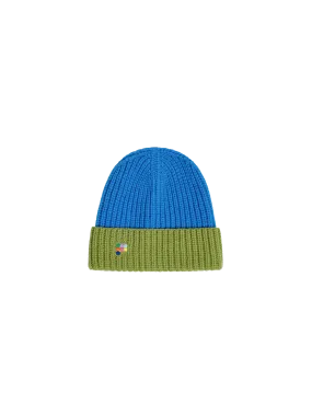 Kids’ Recycled Cashmere Bi-color Hat—cerulean blue