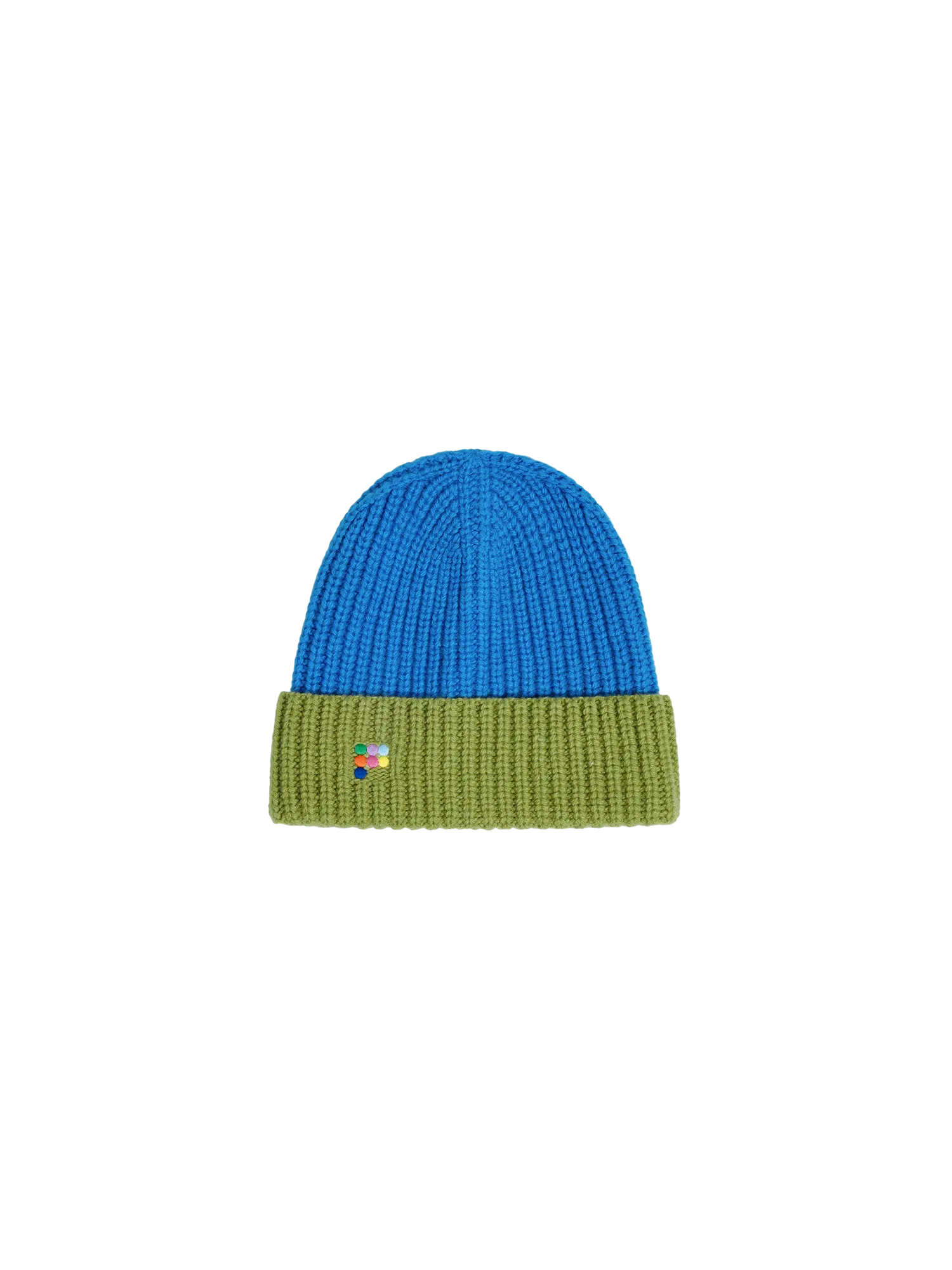 Kids’ Recycled Cashmere Bi-color Hat—cerulean blue