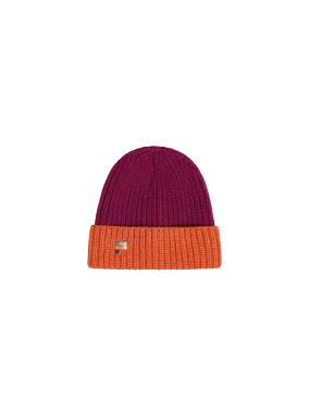 Kids’ Recycled Cashmere Bi-color Hat—plum purple