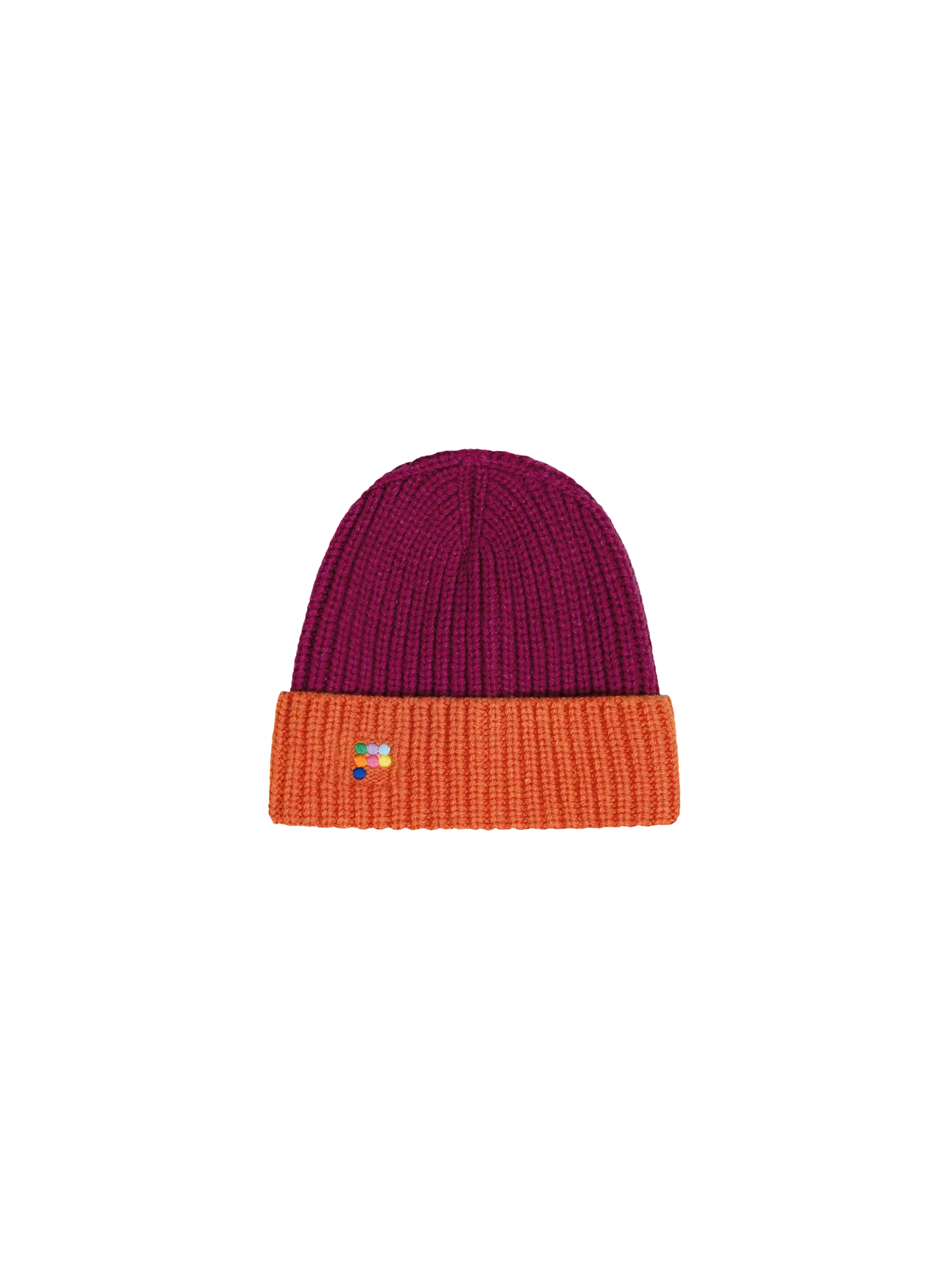 Kids’ Recycled Cashmere Bi-color Hat—plum purple