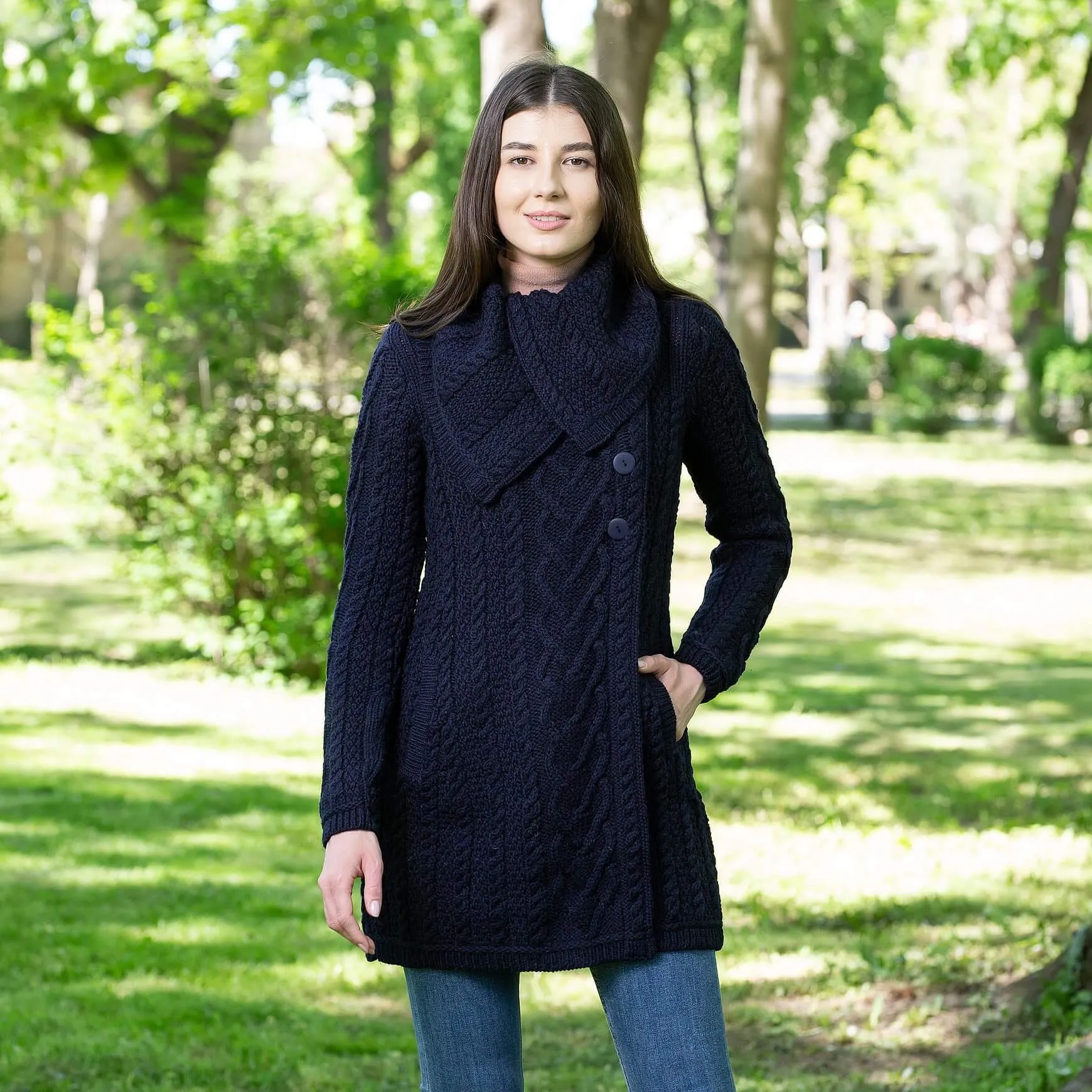 Ladies Irish Merino Wool A-Line Cardigan