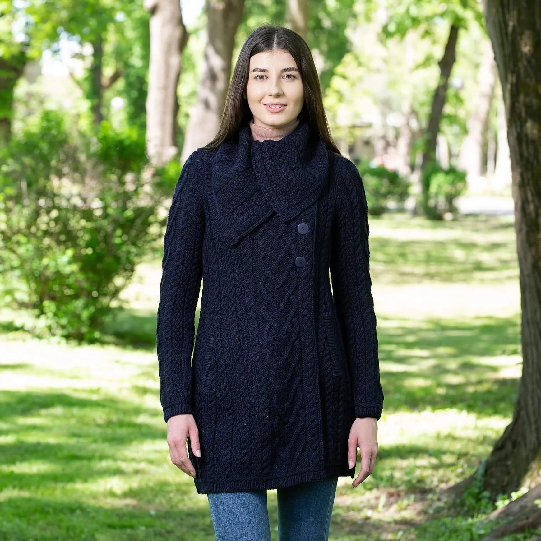 Ladies Irish Merino Wool A-Line Cardigan