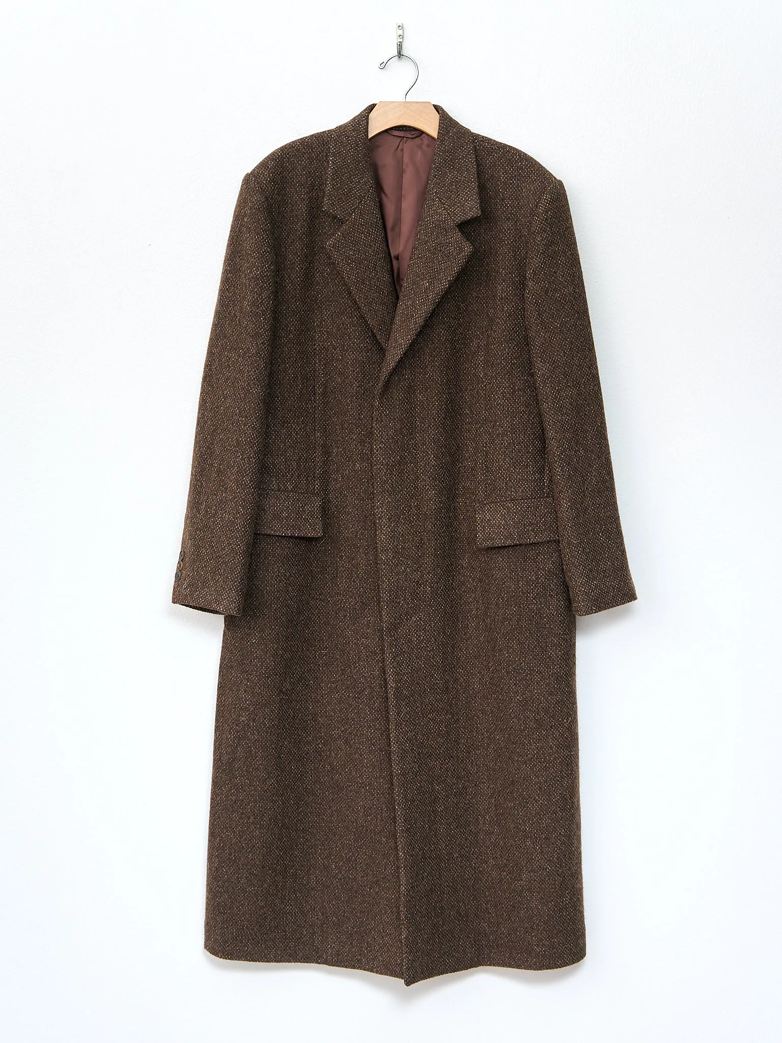 Lama Shetland Wool Tweed Chesterfield Coat - Brown Tweed