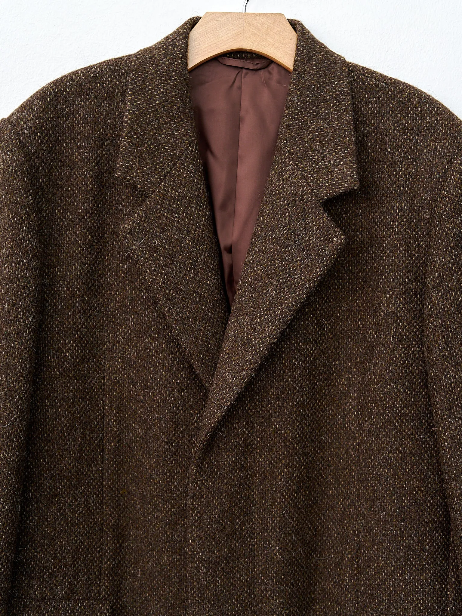 Lama Shetland Wool Tweed Chesterfield Coat - Brown Tweed