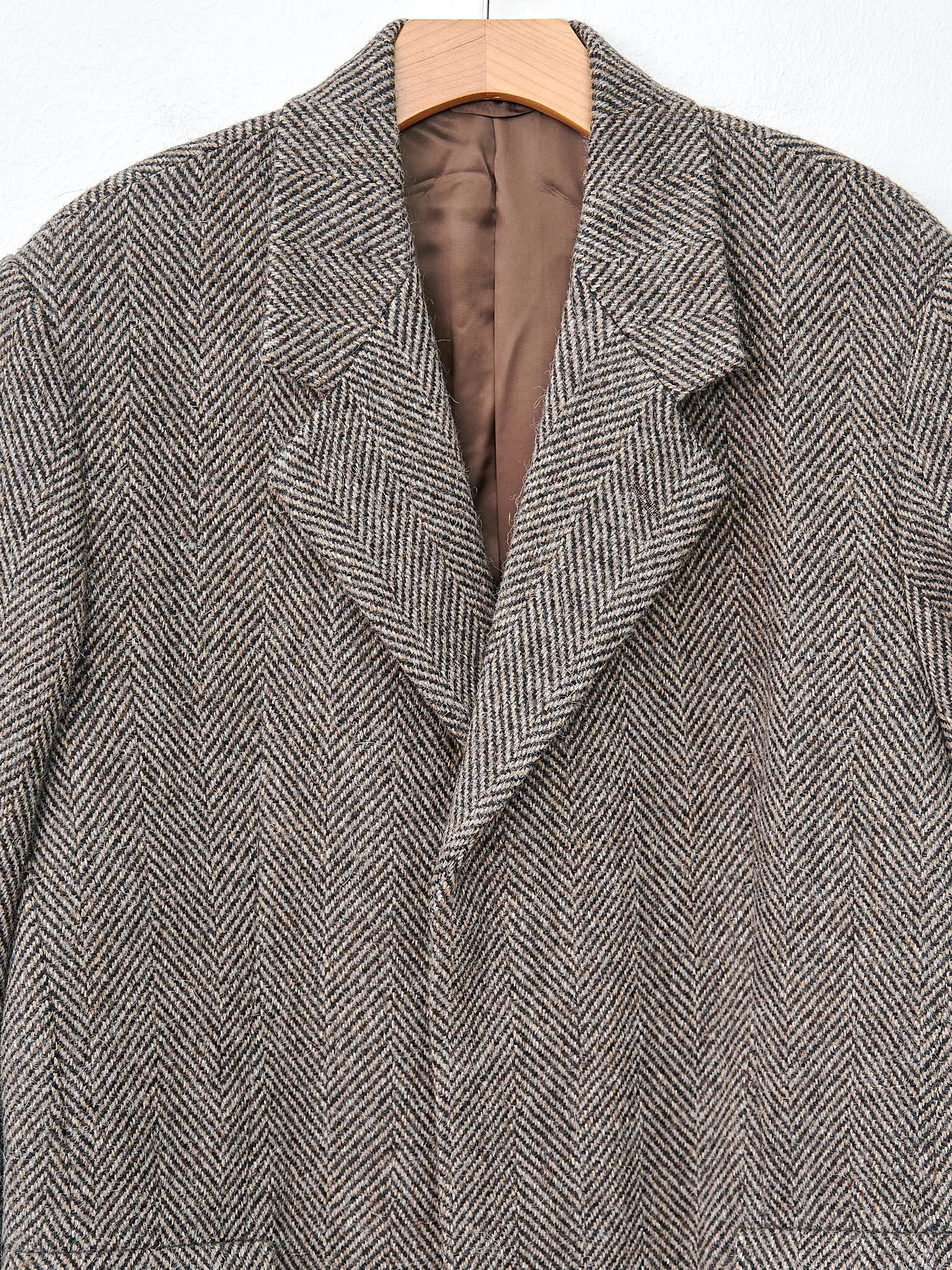 Lama Shetland Wool Tweed Chesterfield Coat - Khaki Tweed