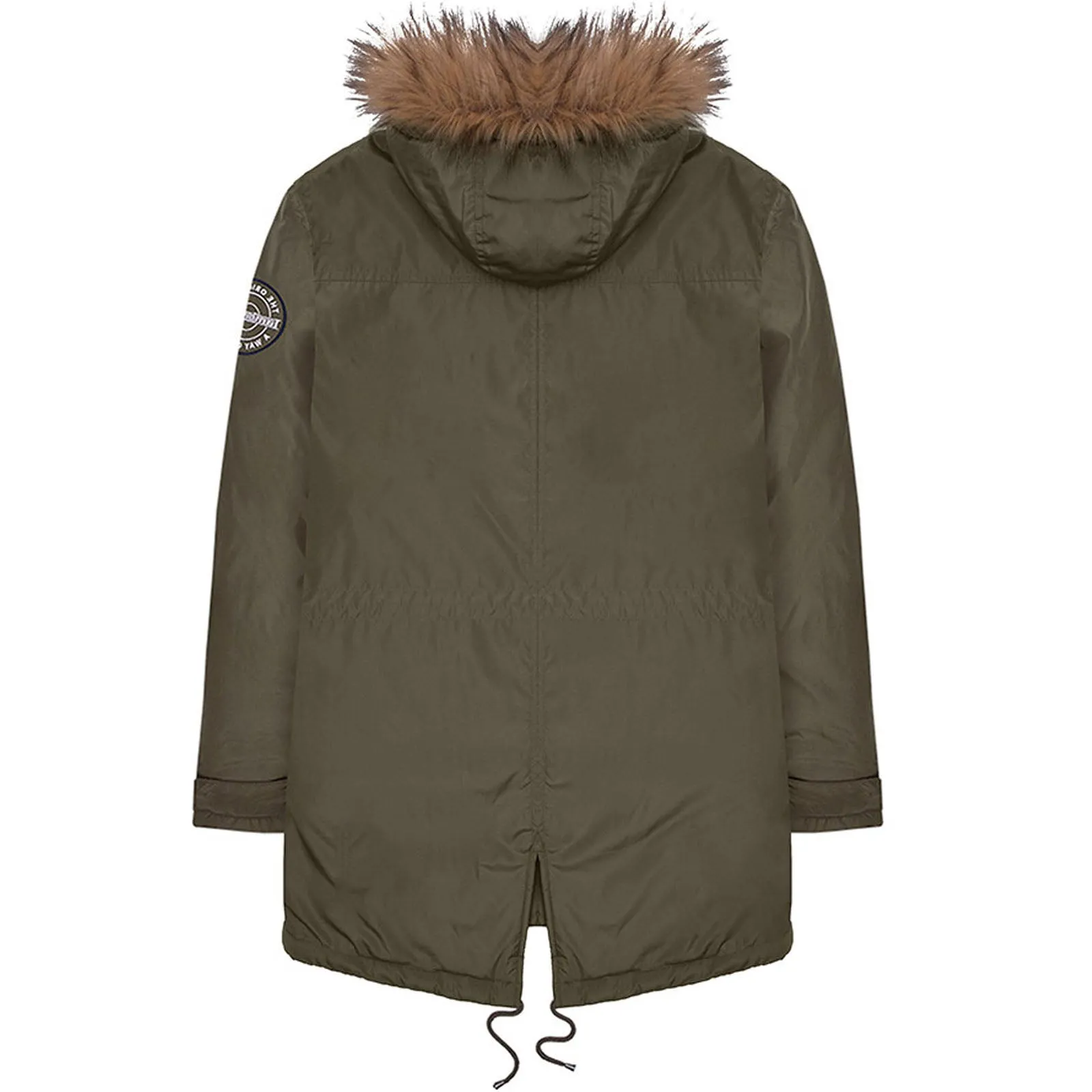 Lambretta Mens Utility Faux Fur Parka Jacket - Khaki