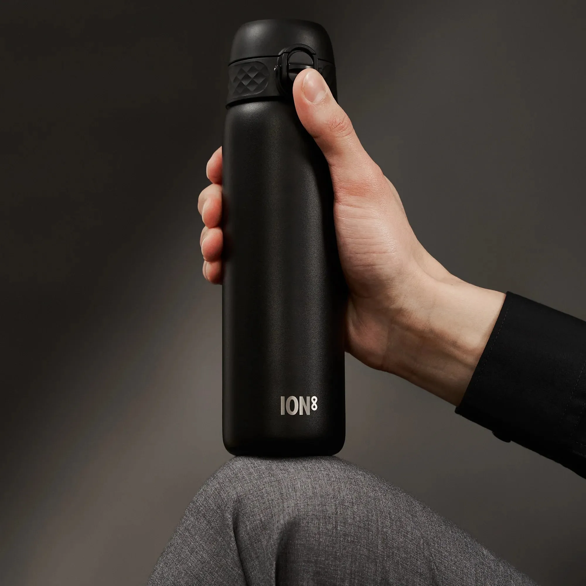 Leak Proof Slim Thermal Steel Water Bottle, Insulated, Black, 500ml (17oz)