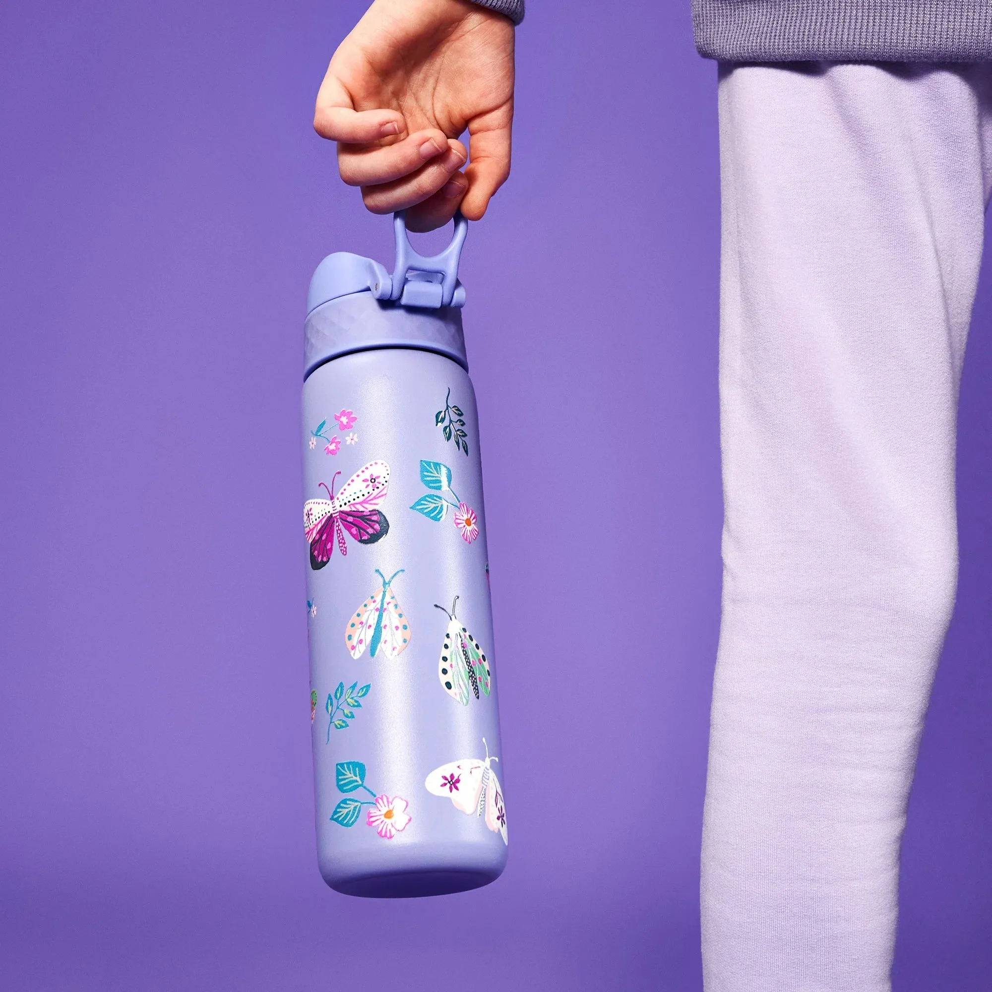 Leak Proof Slim Thermal Steel Water Bottle, Insulated, Butterfly, 500ml (17oz)