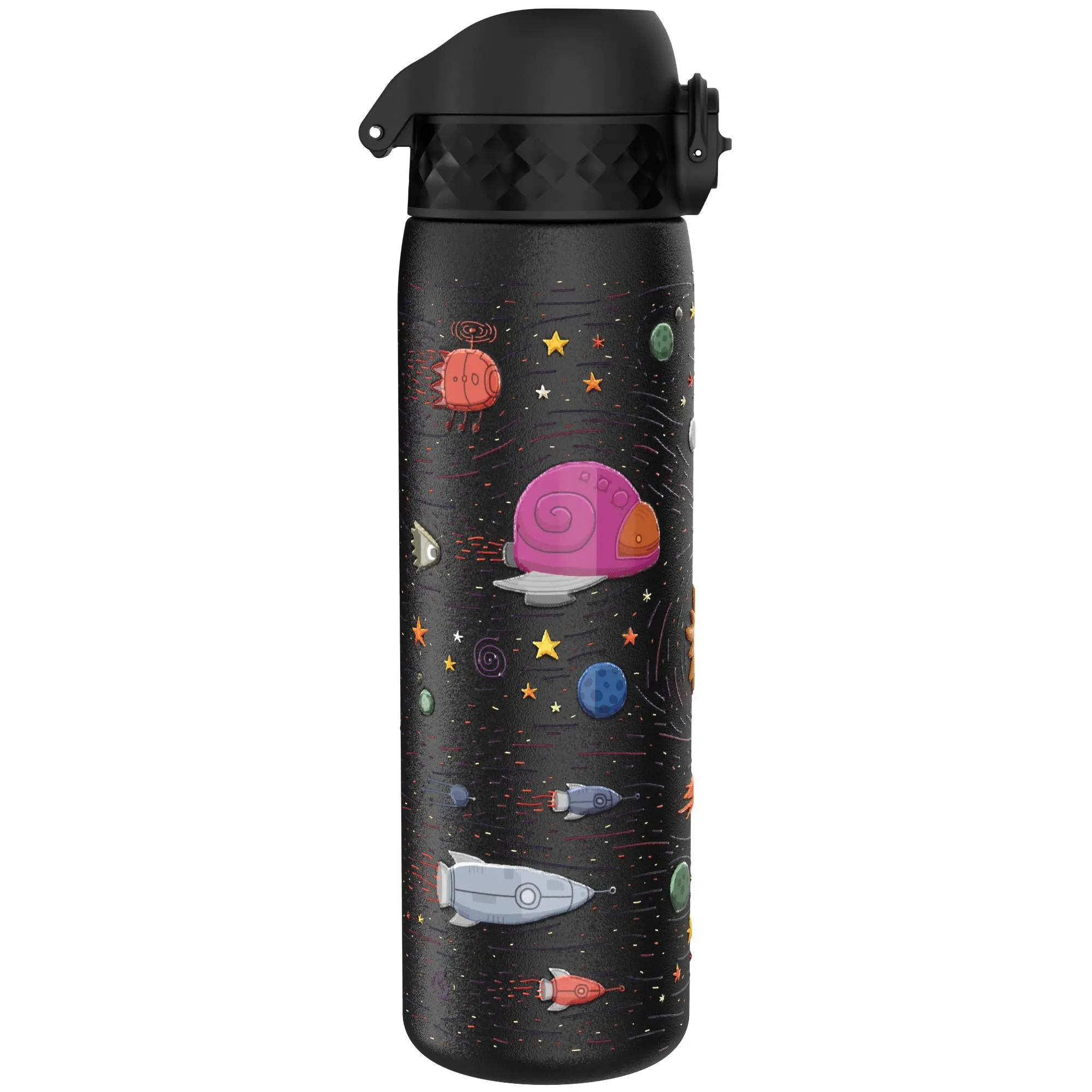 Leak Proof Slim Thermal Water Bottle, Insulated Steel, Spaceships, 500ml (17oz)