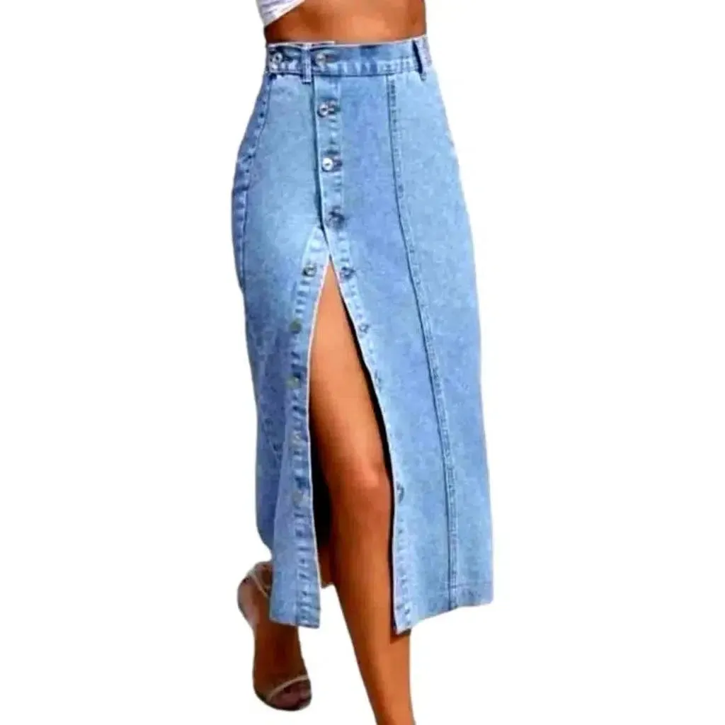 Light-wash vintage jean skirt for ladies