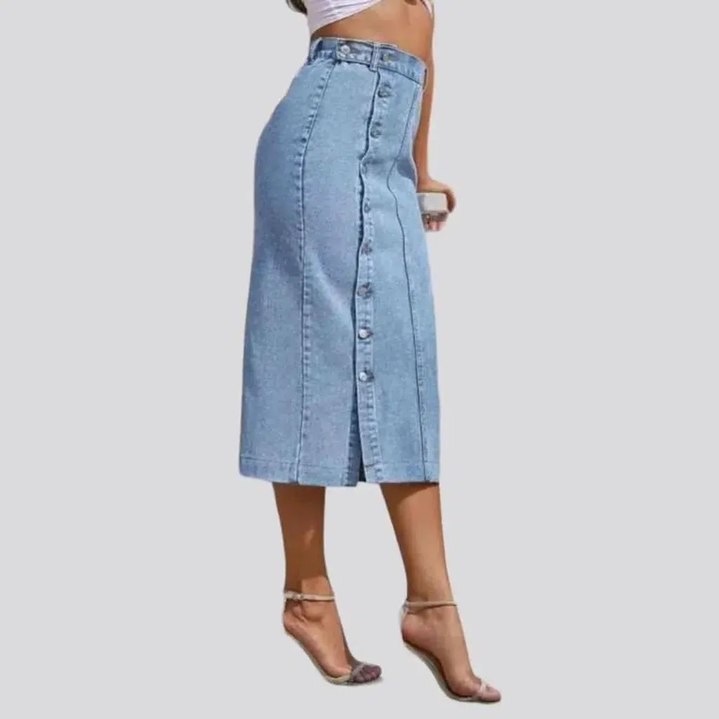 Light-wash vintage jean skirt for ladies