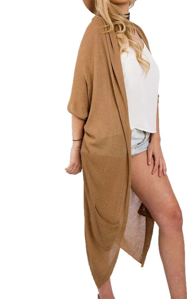 Lightweight Maxi Loose Knit Batwing Open Cardigan