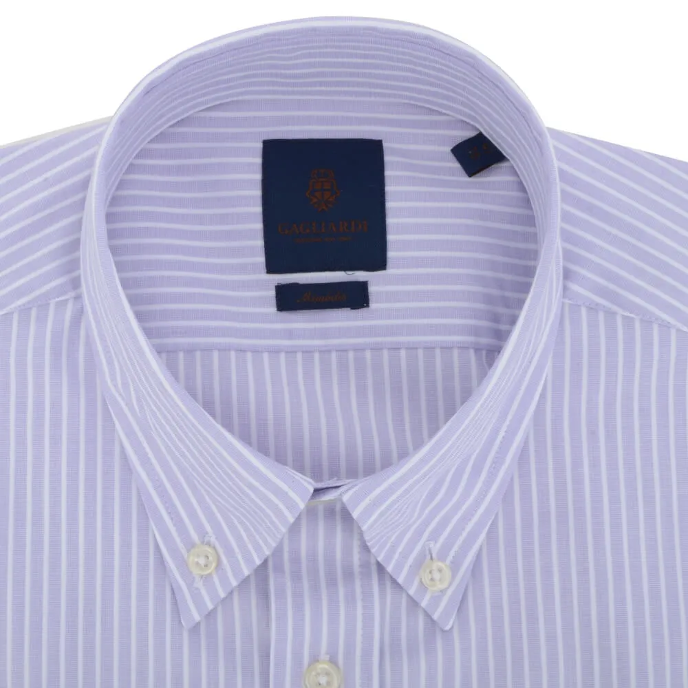 Lilac Stripe End on End Button Down Collar Shirt