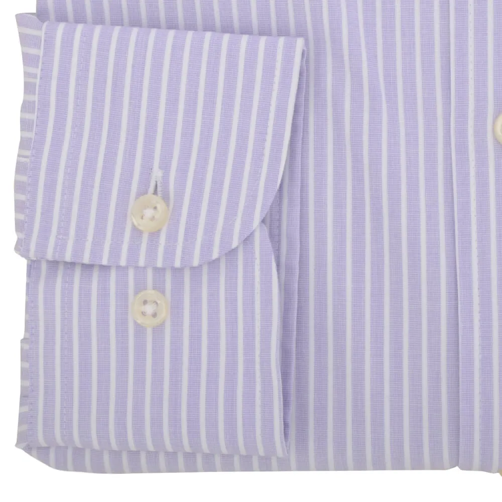 Lilac Stripe End on End Button Down Collar Shirt