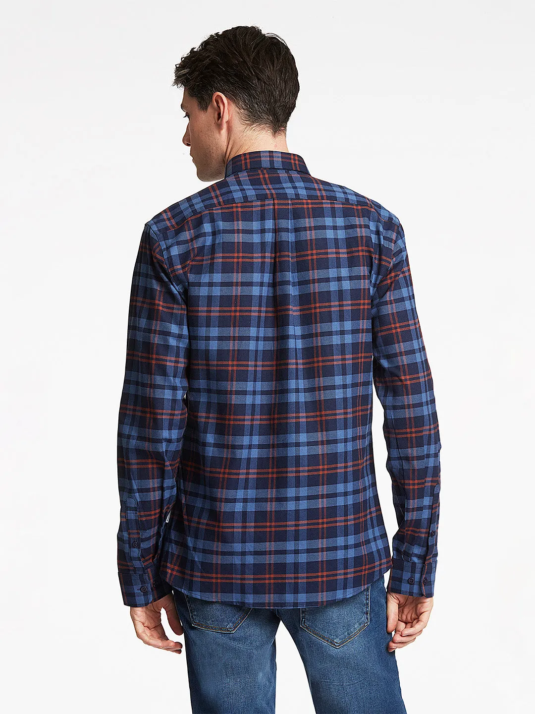 Lindbergh Blue Checked Slim Fit Shirt