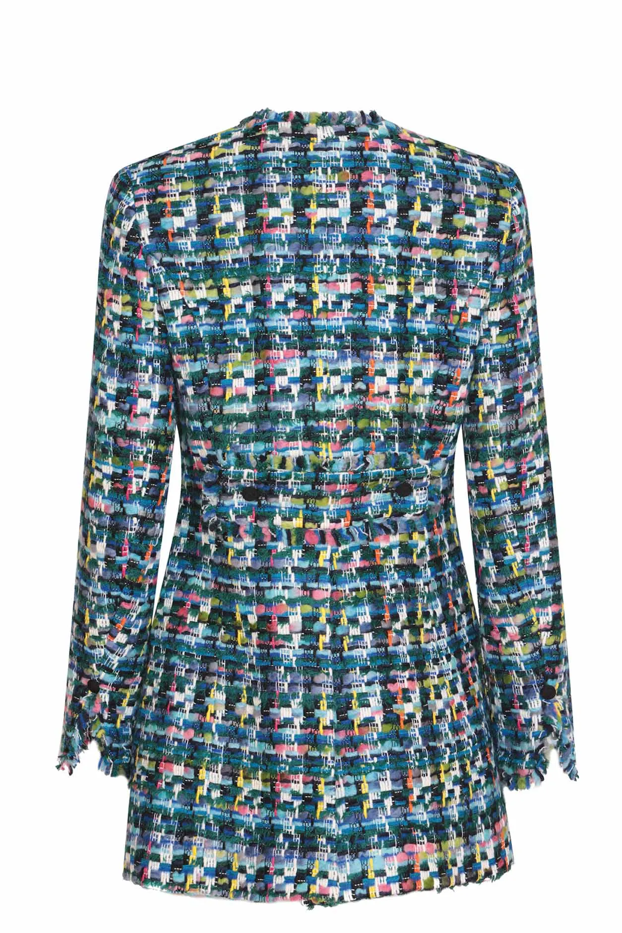 Long Jacket in Dark Multi-Coloured Tweed - Serena