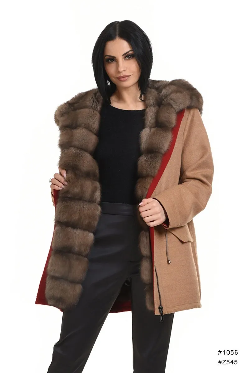 Loro Piana cashmere parka with detachable sable vest