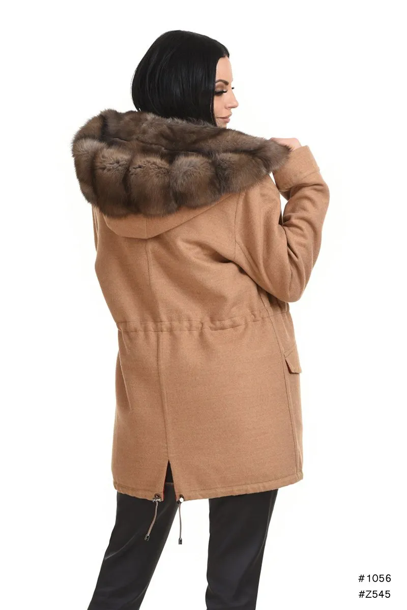 Loro Piana cashmere parka with detachable sable vest