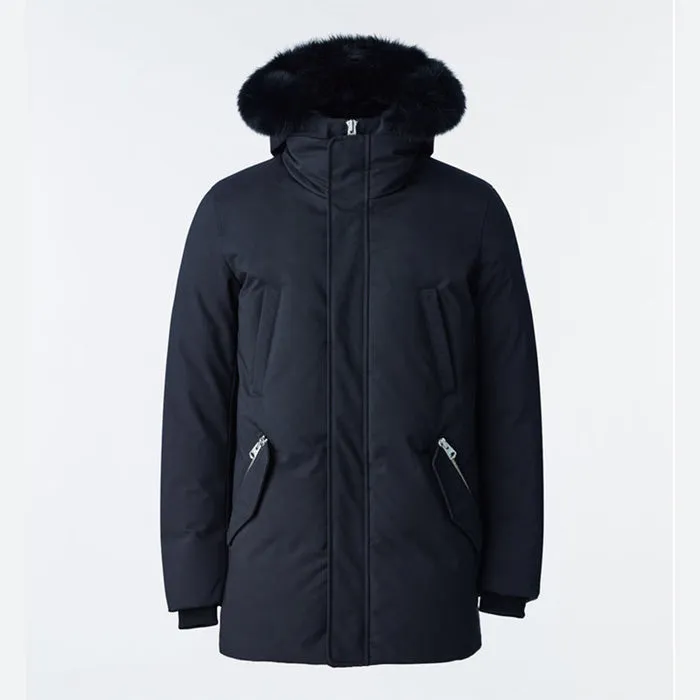 Mackage Men Down Parka With Hooded Bib And Blue Fox Fur |EDWARD-BX| Black