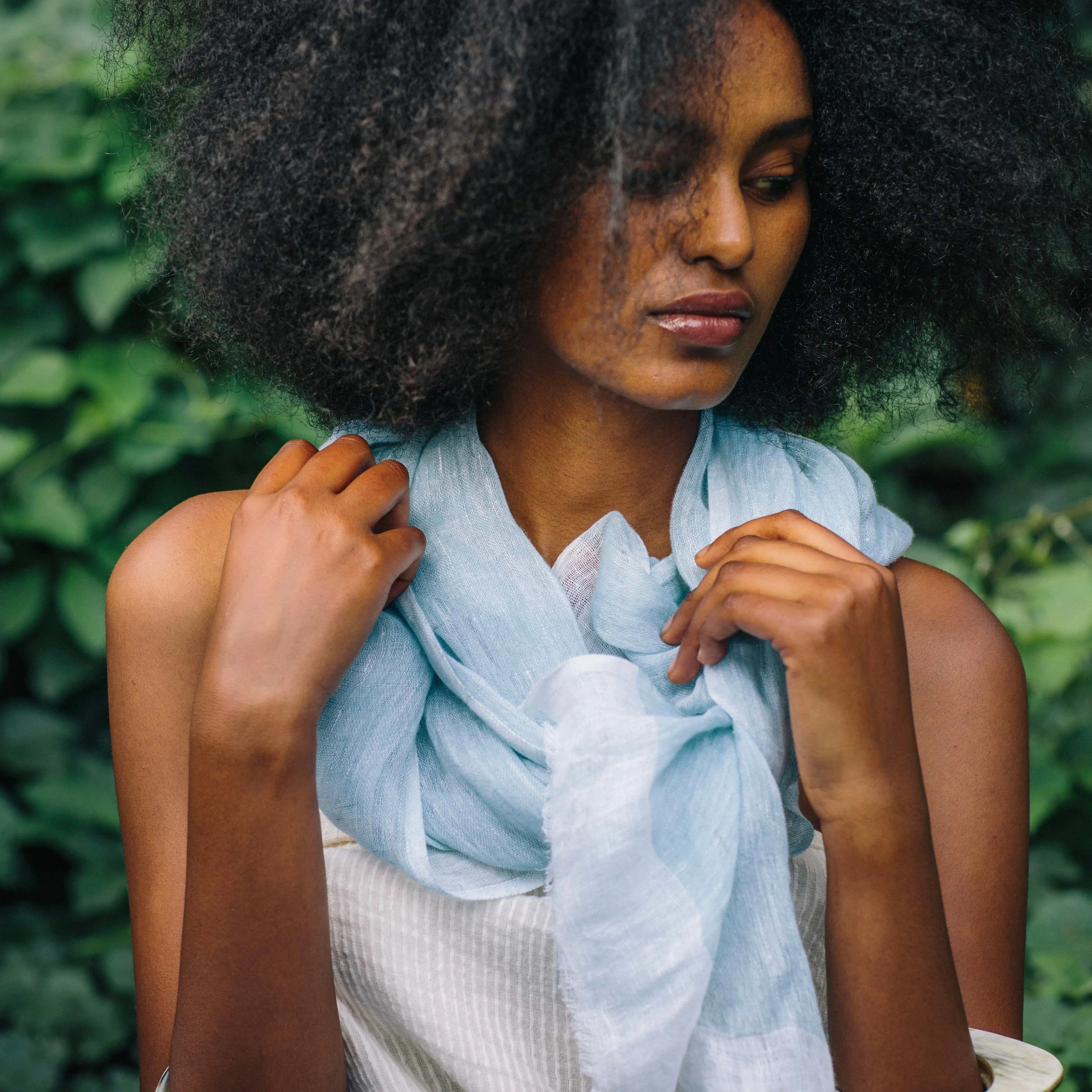 Mariam - Hand Woven Pure Linen Scarf From Ethiopia