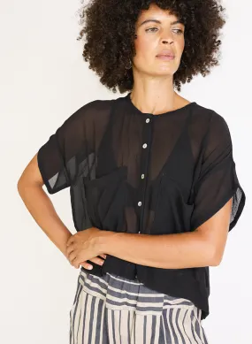 Megan Shirt, black silk chiffon