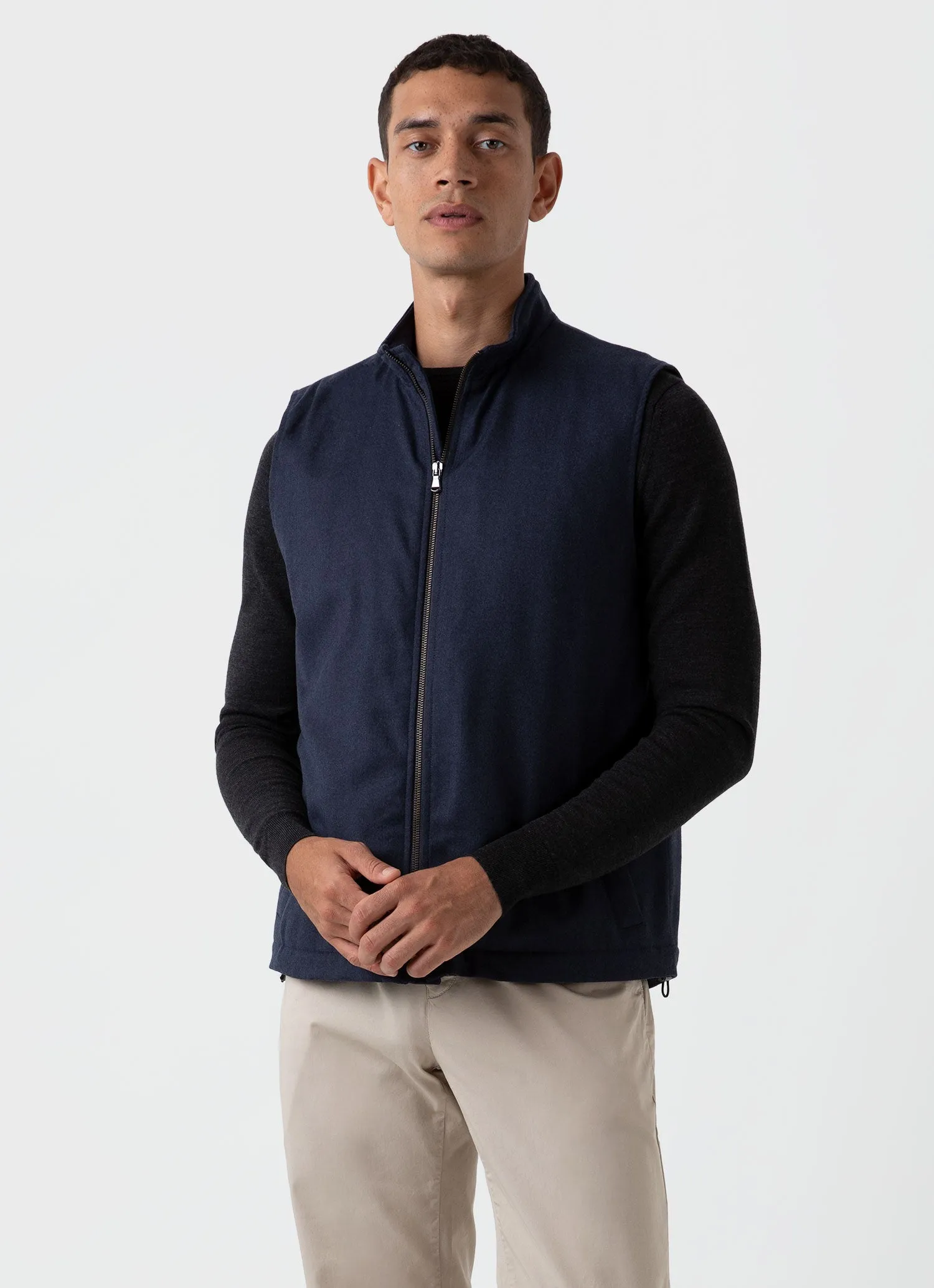 Men's Insulated Wool Gilet in Navy Melange