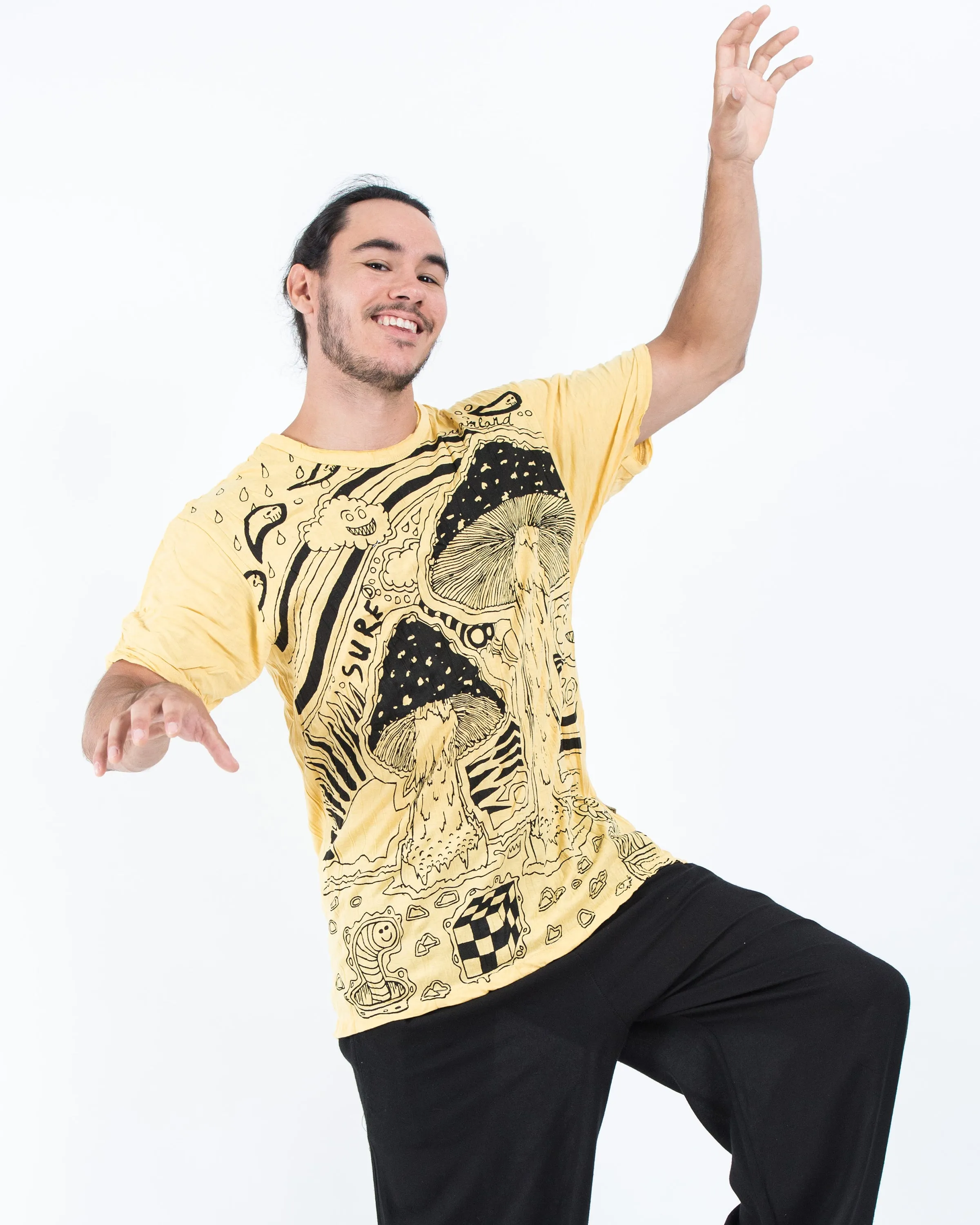 Mens Magic Mushroom T-Shirt in Yellow