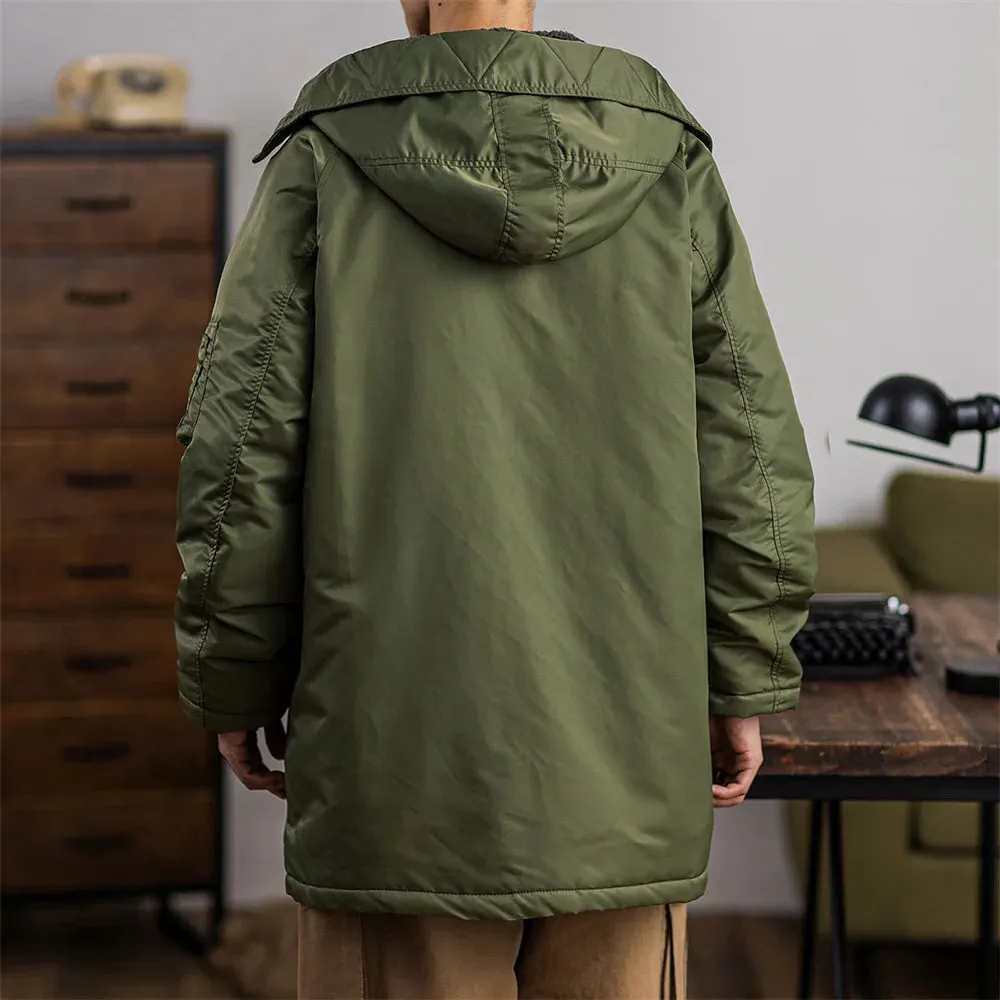 Men's N-3B Hooded Military Parka with Multi-pocket Design