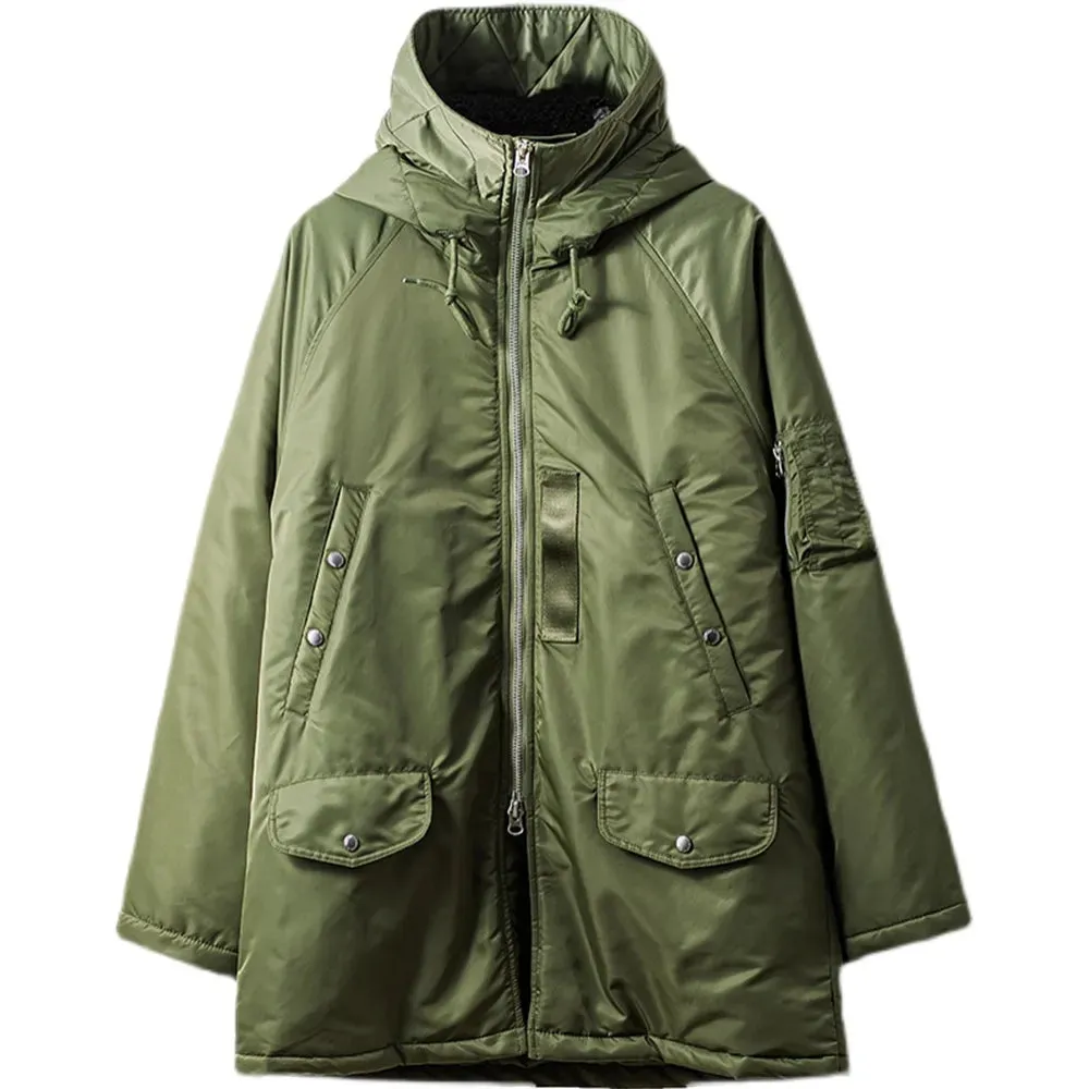 Men's N-3B Hooded Military Parka with Multi-pocket Design