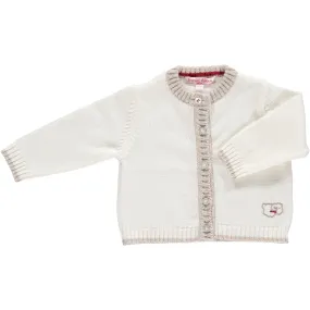 Merino Baby Cardigan - White & Oatmeal