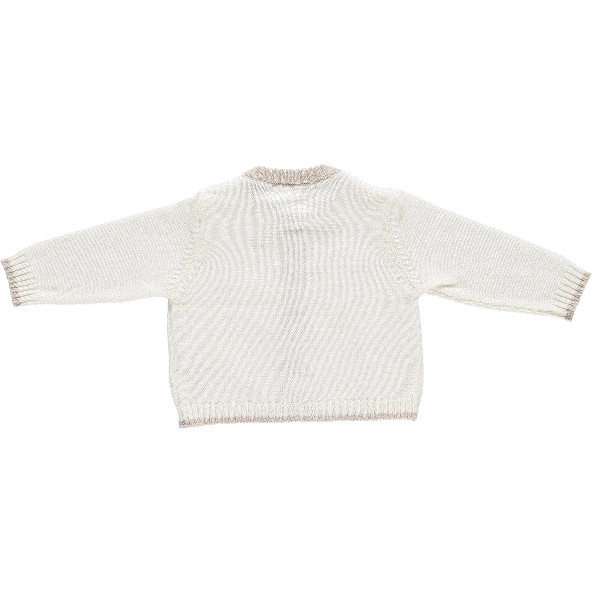 Merino Baby Cardigan - White & Oatmeal