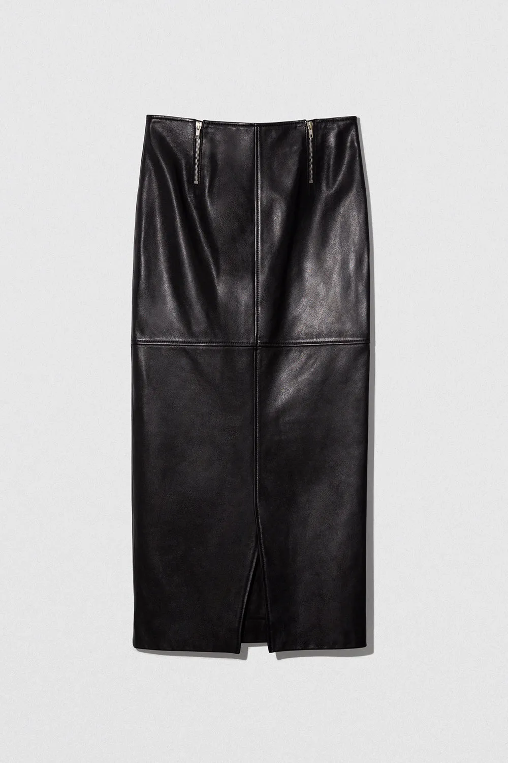 Milena Long Skirt Black Calf Nappa Leather