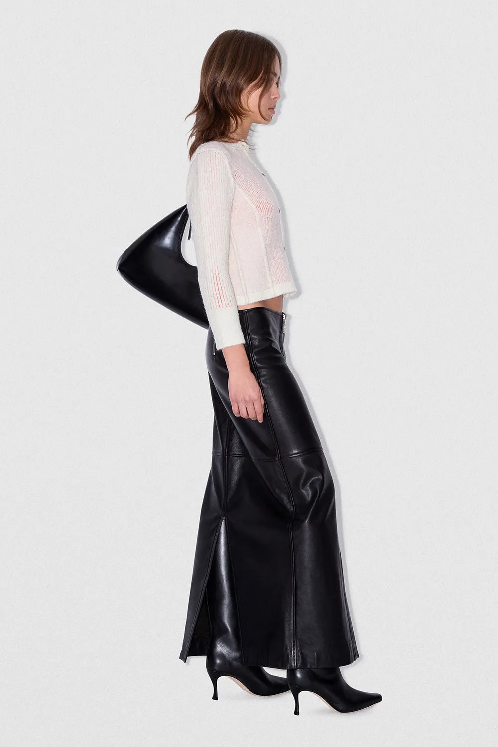 Milena Long Skirt Black Calf Nappa Leather