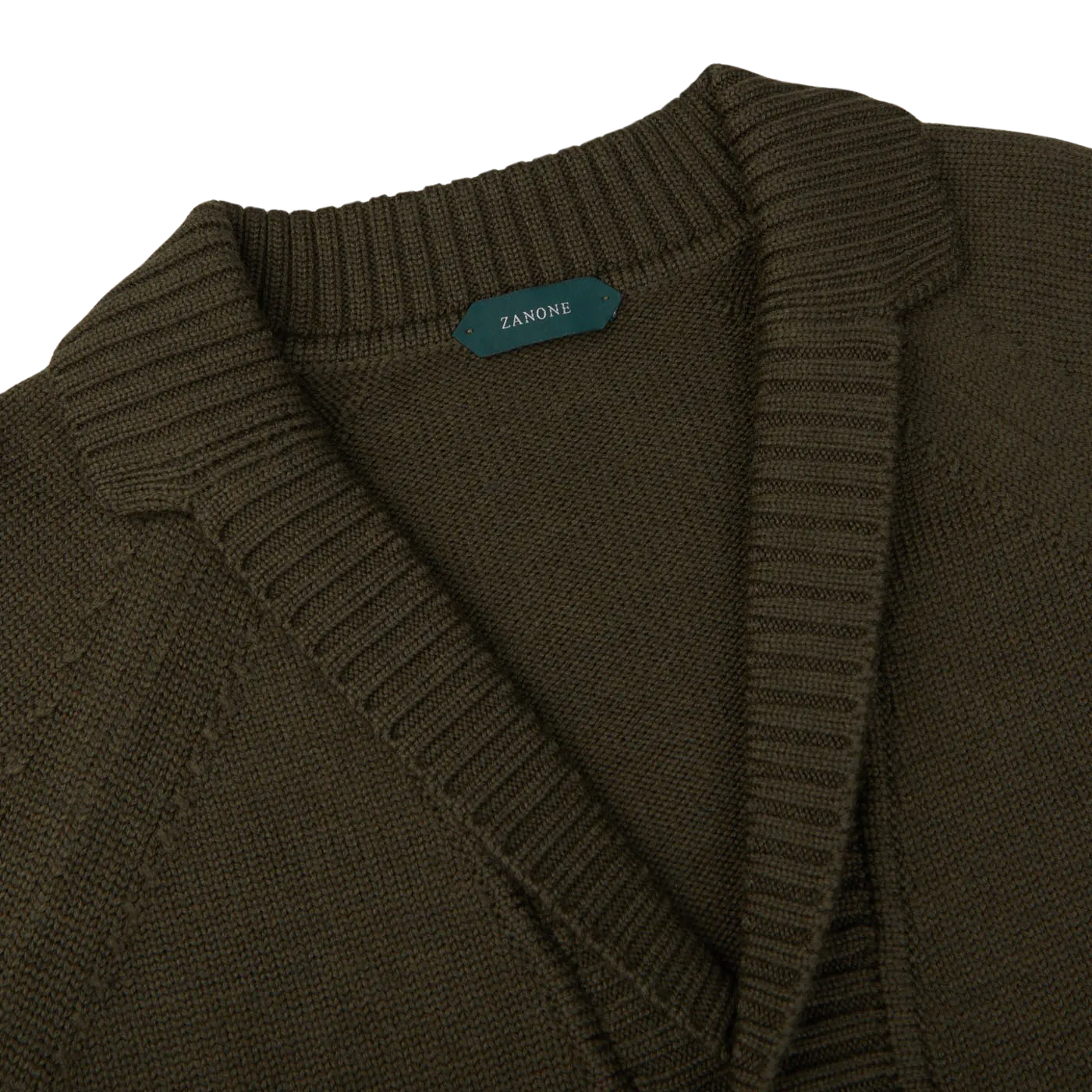 Military Green Wool Shawl Collar Cardigan