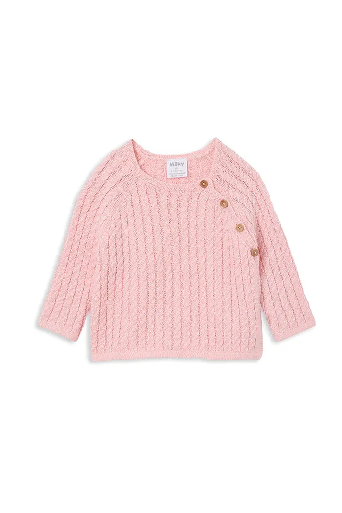 MILKY Powder Pink Knit Cardigan