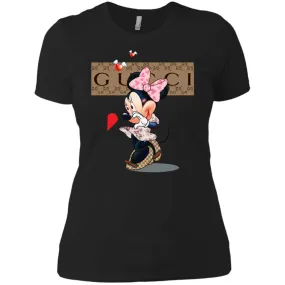 Minnie Mouse Love Couple T-shirt Valentine's Day T-shirt Women Cotton T-Shirt