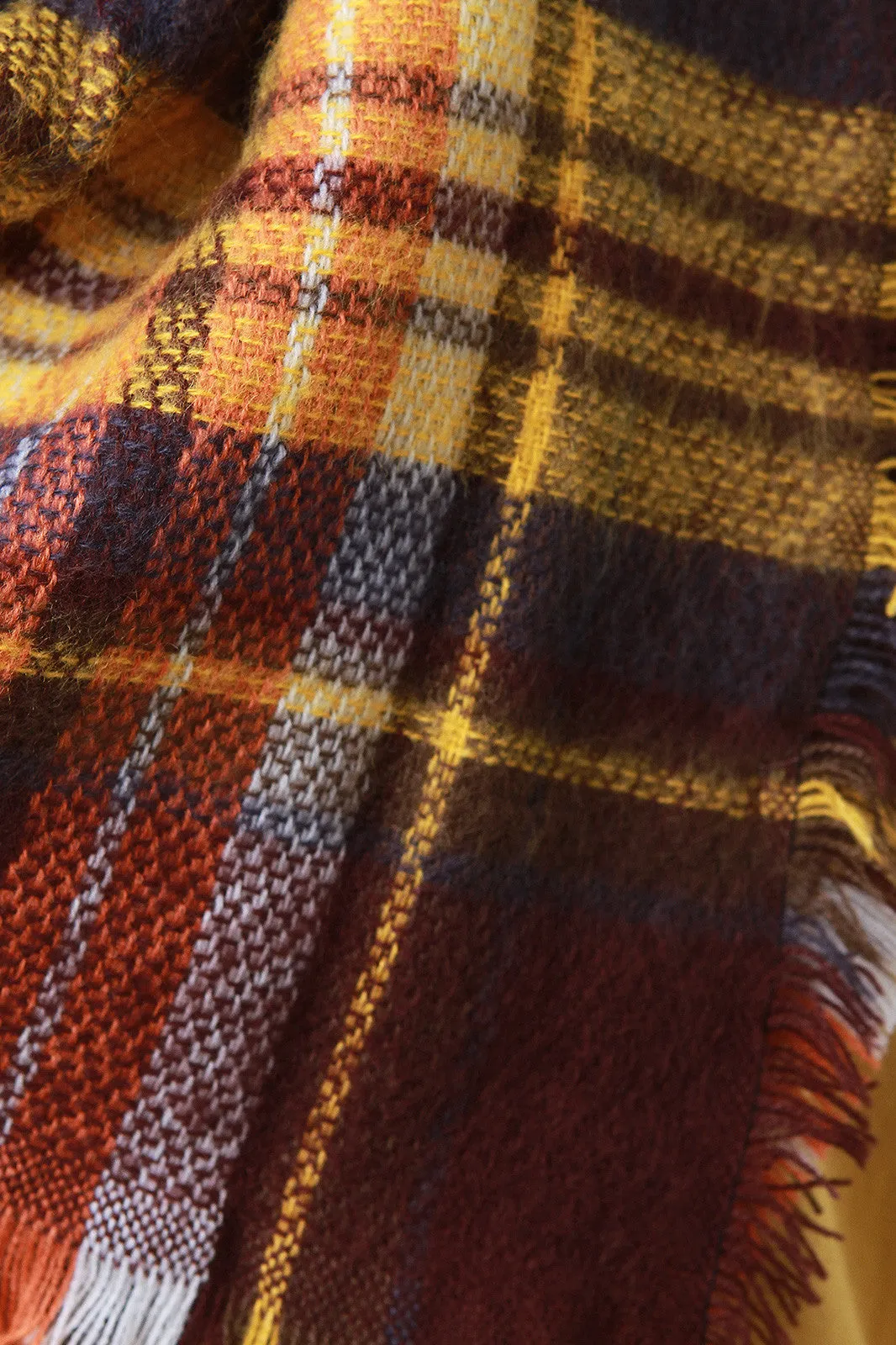 Multi Colored Plaid Blanket Scarf