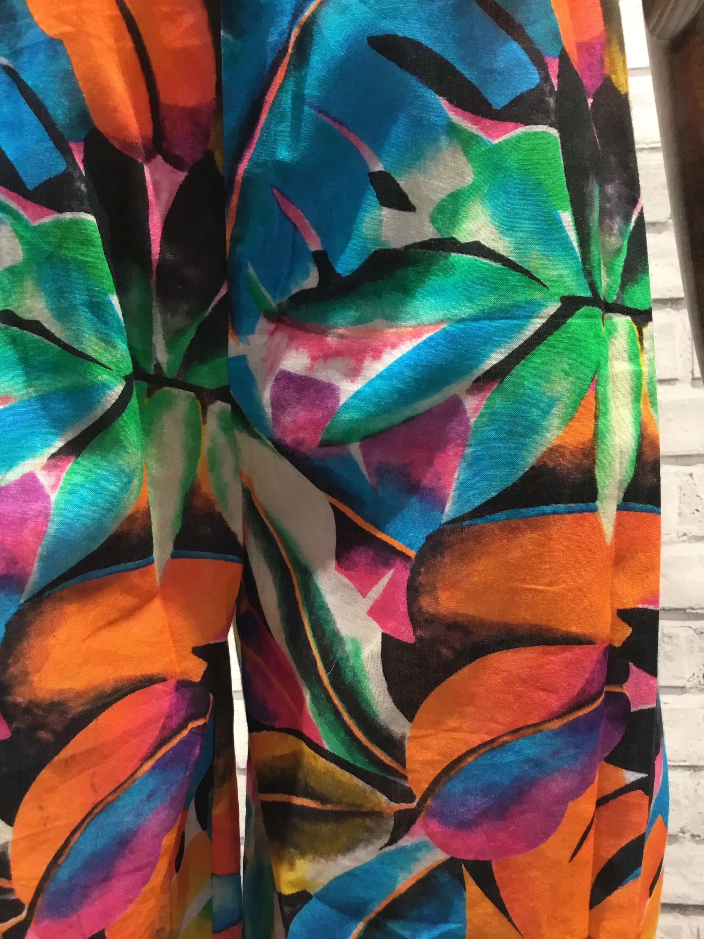 Multicoloured tropical leaf Print Trousers