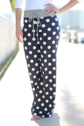 Navy Polka Dot Sweatpants