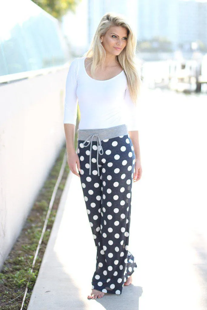 Navy Polka Dot Sweatpants