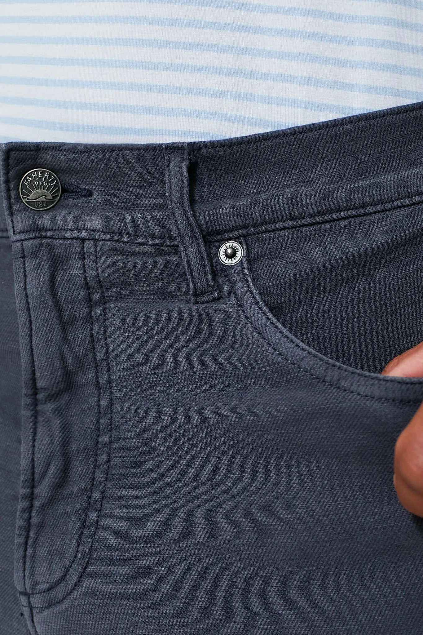 Navy Stretch Terry 5 Pocket