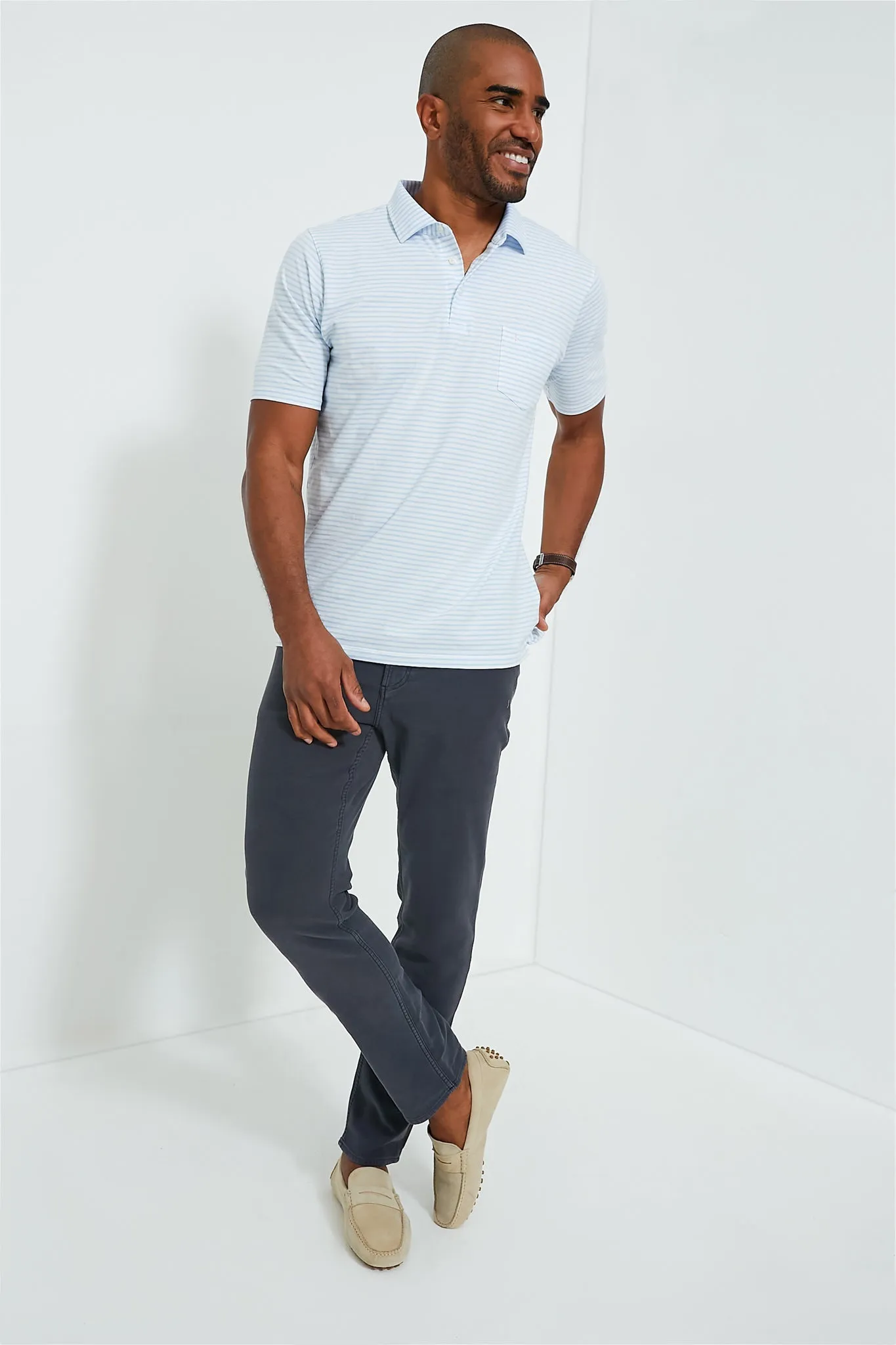 Navy Stretch Terry 5 Pocket