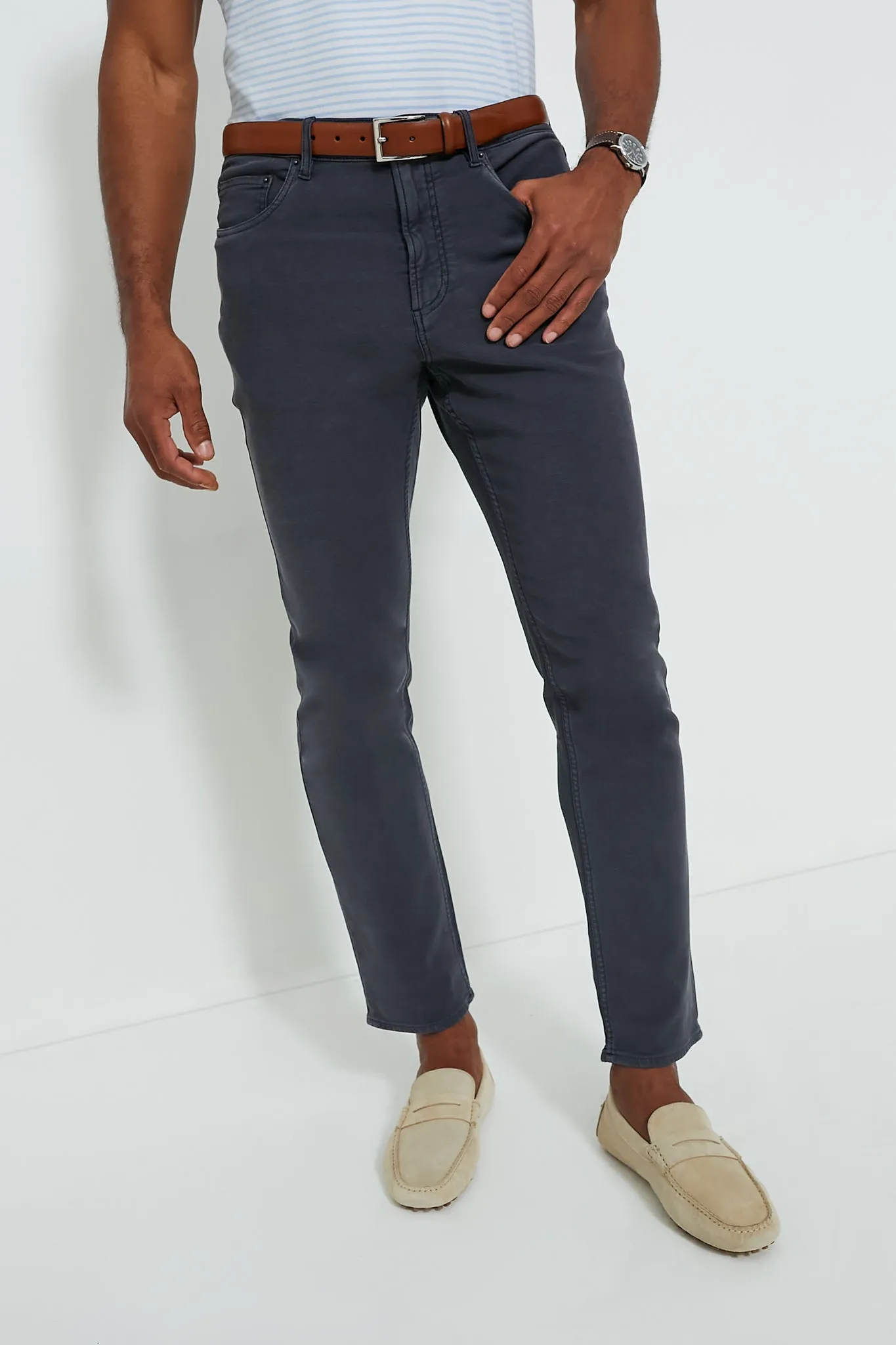 Navy Stretch Terry 5 Pocket