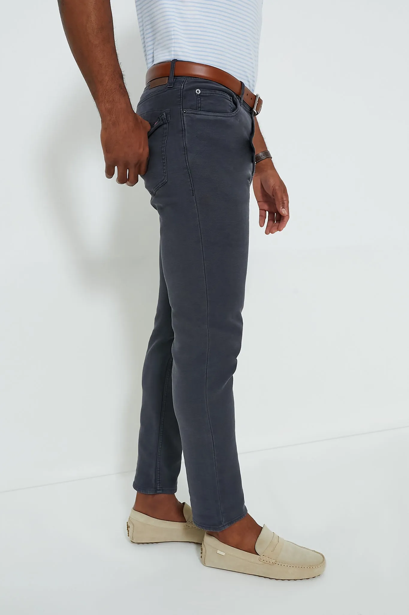 Navy Stretch Terry 5 Pocket