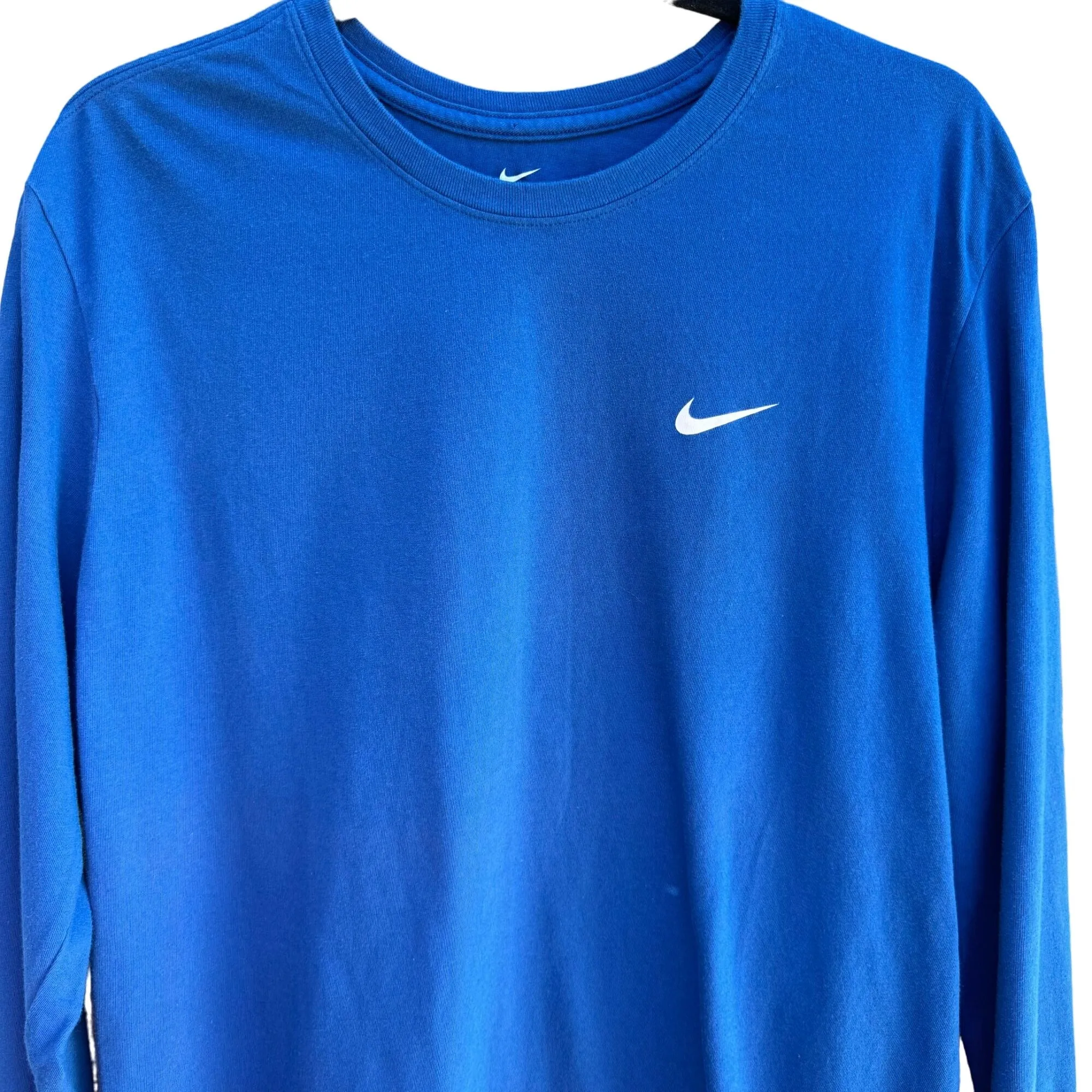 Nike Mens Blue Dri-Fit Athletic Cut Stretch Long Sleeve Workout Athleisure Shirt